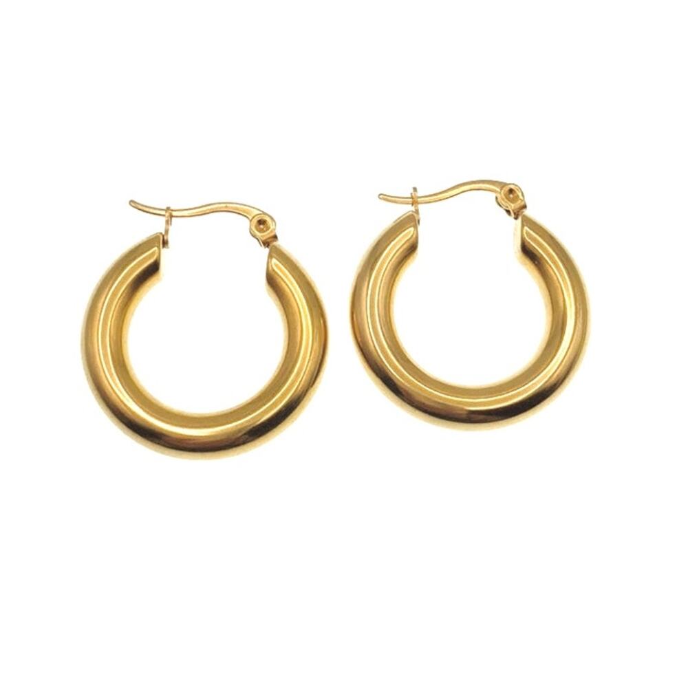 Retro Style Stainless Steel Hoop Earrings 1” long